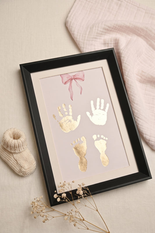 Baby Girl Golden Imprints – Pink Bow Edition